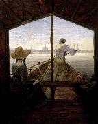 Carl Gustav Carus A Gondola on the Elbe near Dresden oil painting